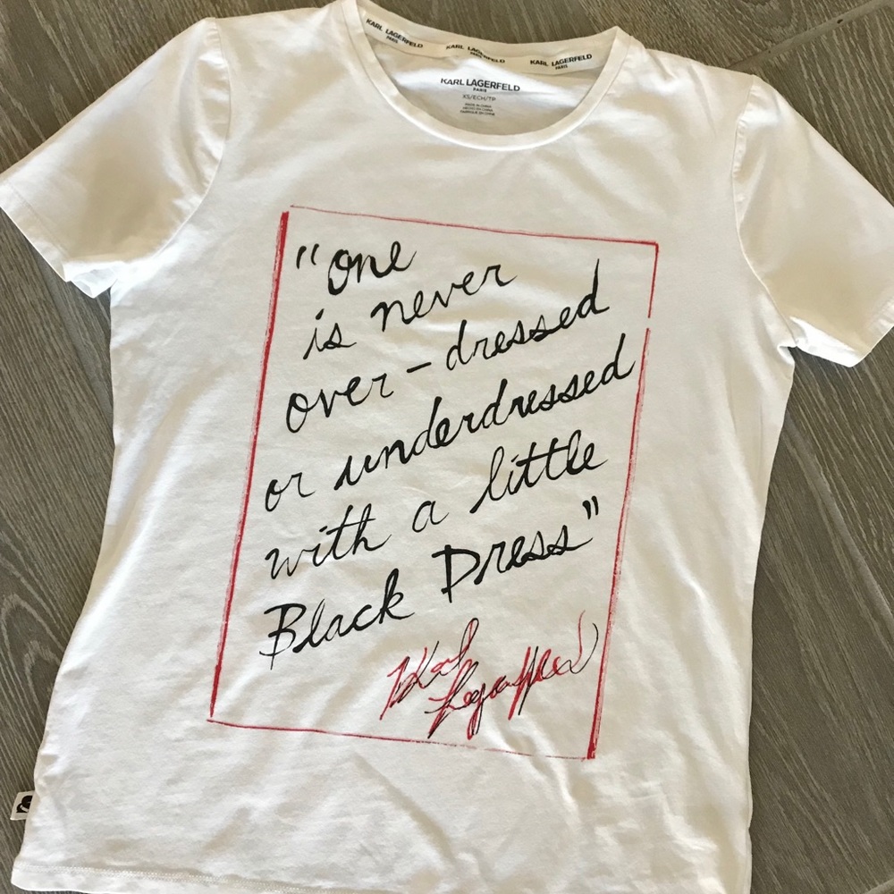 Karl Lagerfeld Quote Basic White Tee Size Xs - image 1